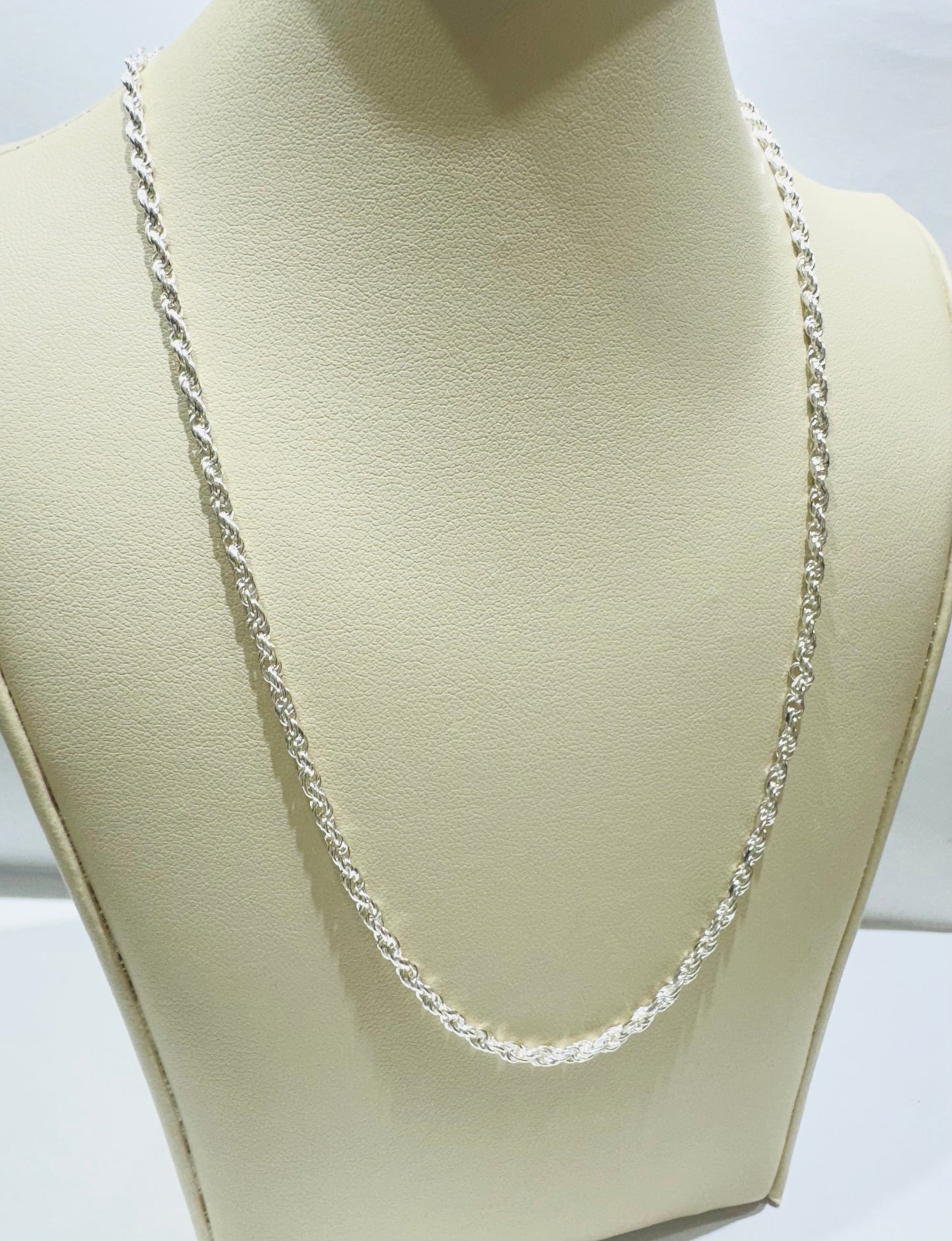 SILVER ITALIAN ROPE NECKLACE 24”, WEIGHT: 13.8gm, WIDTH: 2.83mm