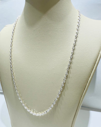 SILVER ITALIAN ROPE NECKLACE 18”, WEIGHT: 6.2gm, WIDTH: 2.19mm
