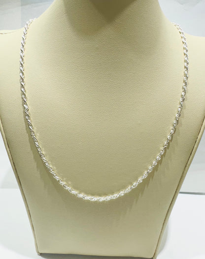 SILVER ITALIAN ROPE NECKLACE 26”, WEIGHT: 15.2gm, WIDTH: 2.70mm