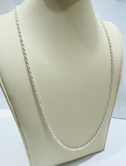SILVER ITALIAN ROPE NECKLACE 20”, WEIGHT: 4.9gm, WIDTH: 1.65mm