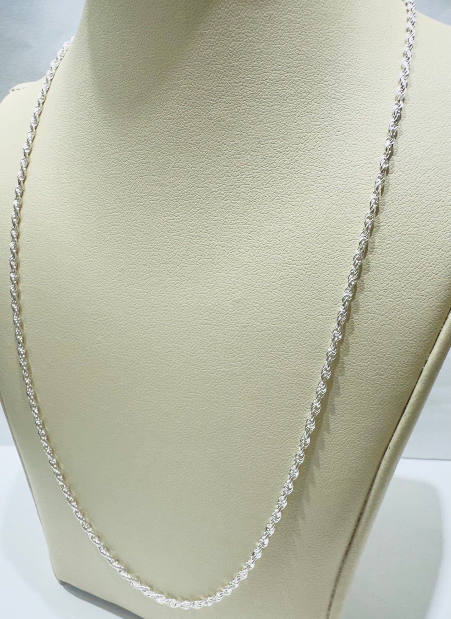 SILVER ITALIAN ROPE NECKLACE 20”, WEIGHT: 4.9gm, WIDTH: 1.65mm