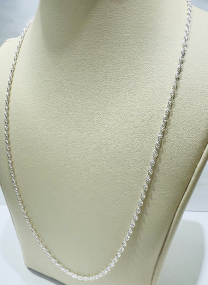SILVER ITALIAN ROPE NECKLACE 20”, WEIGHT: 4.9gm, WIDTH: 1.65mm