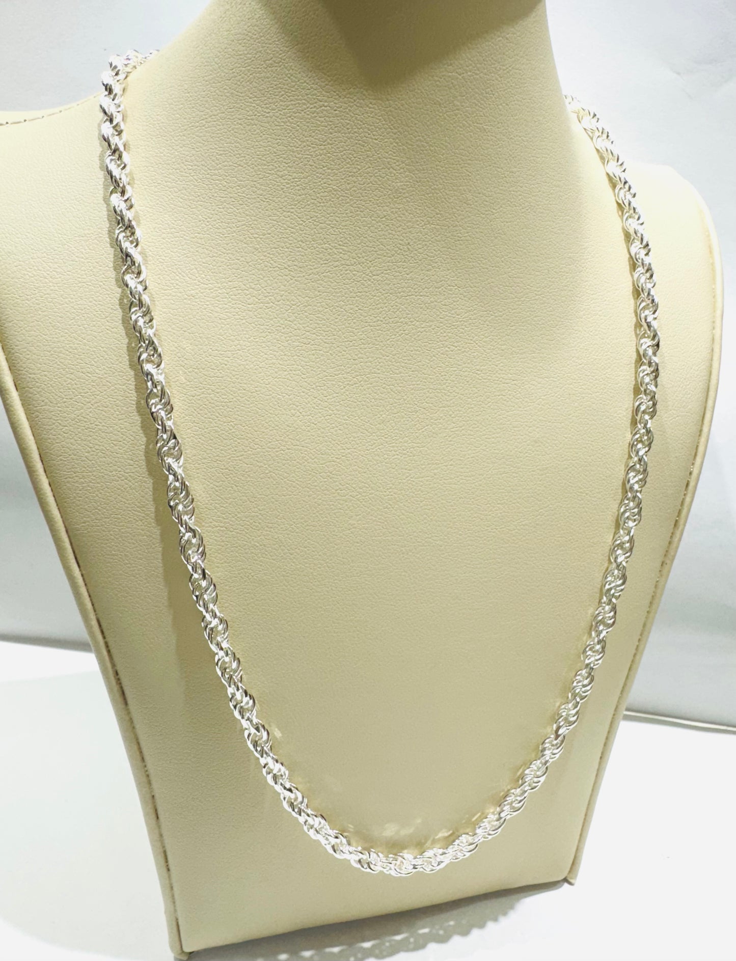 SILVER ITALIAN ROPE NECKLACE 24”, WEIGHT: 14gm, WIDTH: 2.78mm