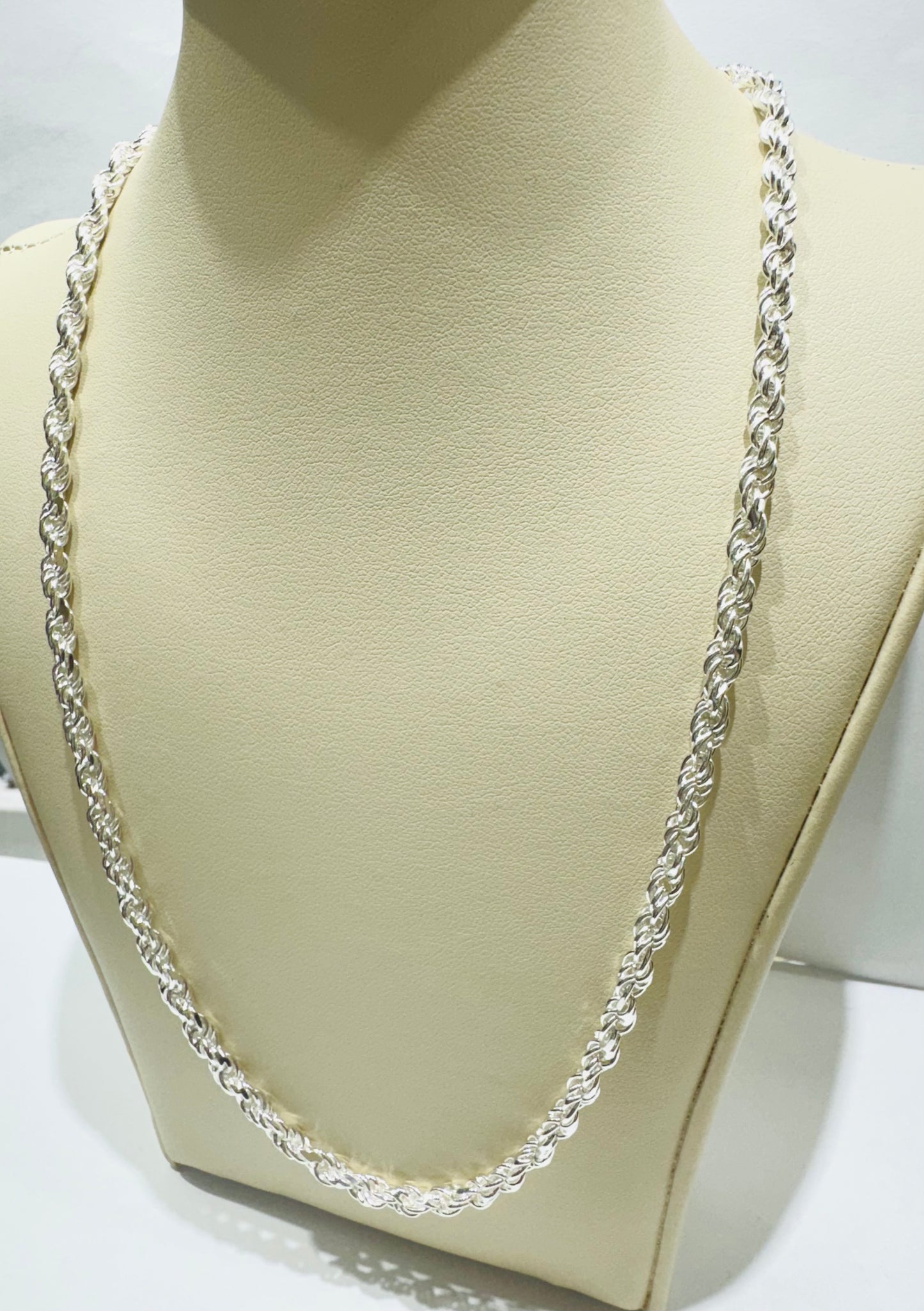 SILVER ITALIAN ROPE NECKLACE 24”, WEIGHT: 23.6gm, WIDTH: 3.94mm