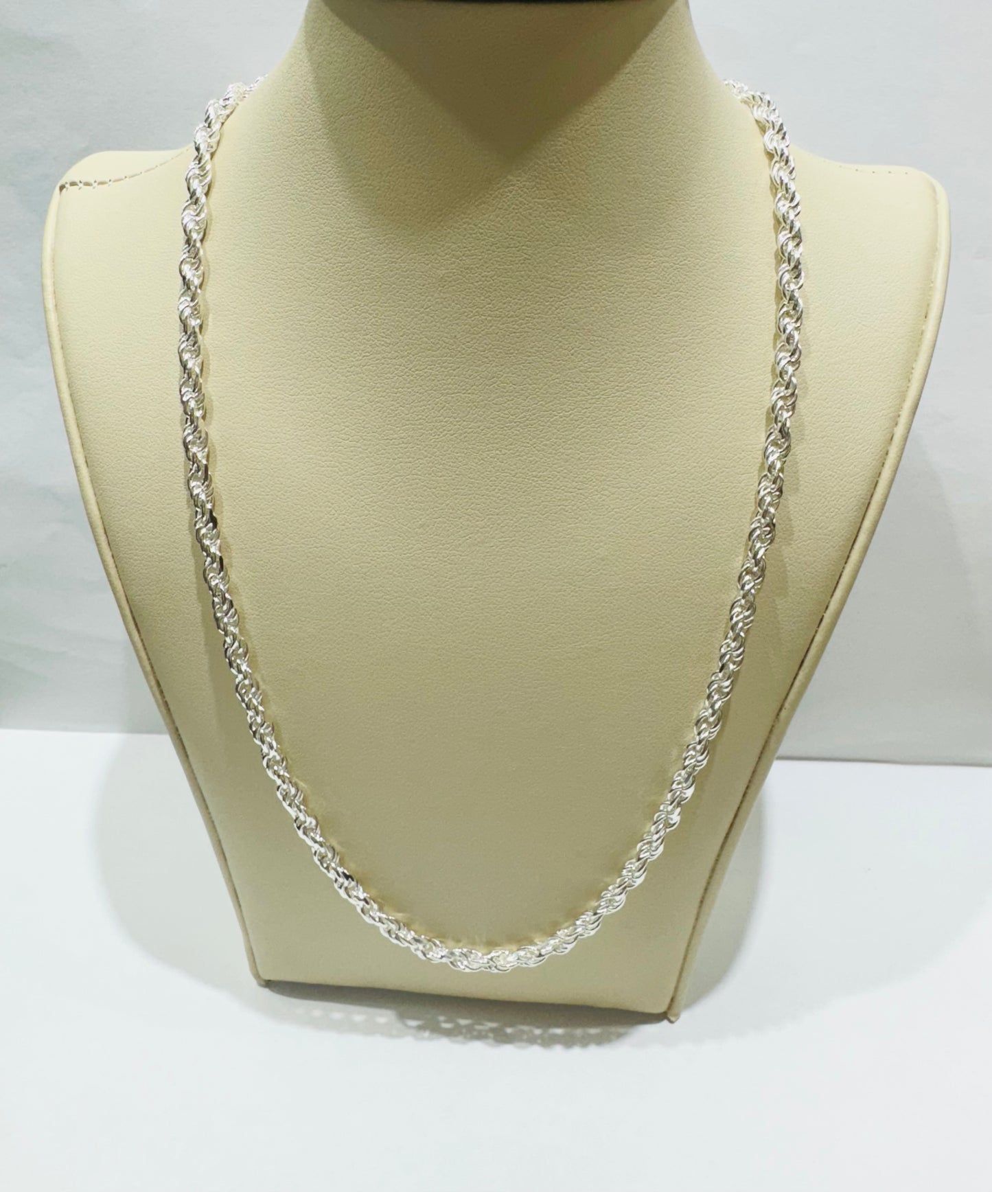 SILVER ITALIAN ROPE NECKLACE 24”, WEIGHT: 14gm, WIDTH: 2.78mm
