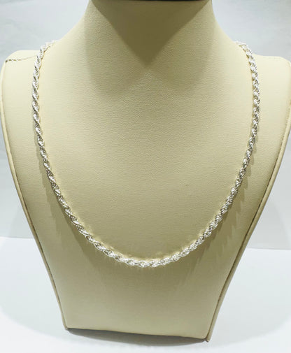 SILVER ITALIAN ROPE NECKLACE 18”, WEIGHT: 9.7gm, WIDTH: 2.54mm