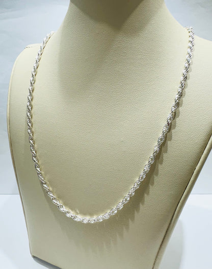 SILVER ITALIAN ROPE NECKLACE 18”, WEIGHT: 9.7gm, WIDTH: 2.54mm