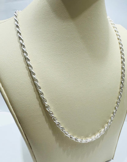 SILVER ITALIAN ROPE NECKLACE 18”, WEIGHT: 9.7gm, WIDTH: 2.54mm