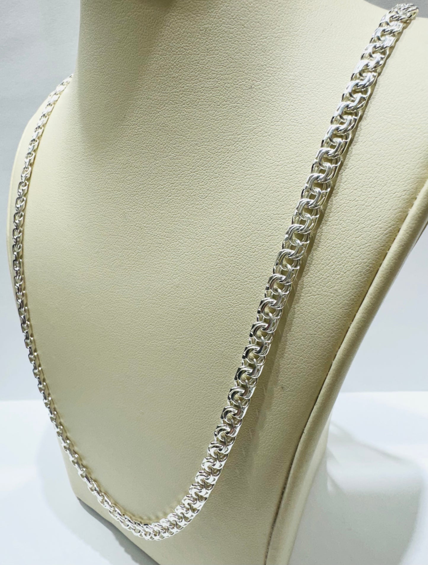 SILVER ITALIAN CHINO LINK NECKLACE 26” INCH, WEIGHT: 25.4gm, WIDTH: 4.77mm