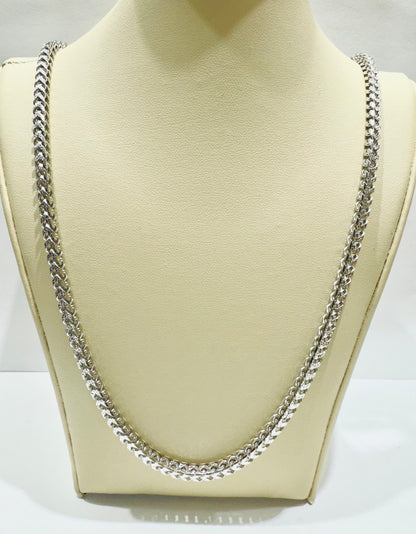 SILVER ITALIAN FRANCO LINK NECKLACE 26 INCH, WEIGHT: 41.5gm, WIDTH: 3.65mm