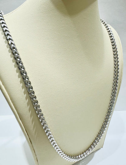 SILVER ITALIAN FRANCO LINK NECKLACE 26 INCH, WEIGHT: 41.5gm, WIDTH: 3.65mm