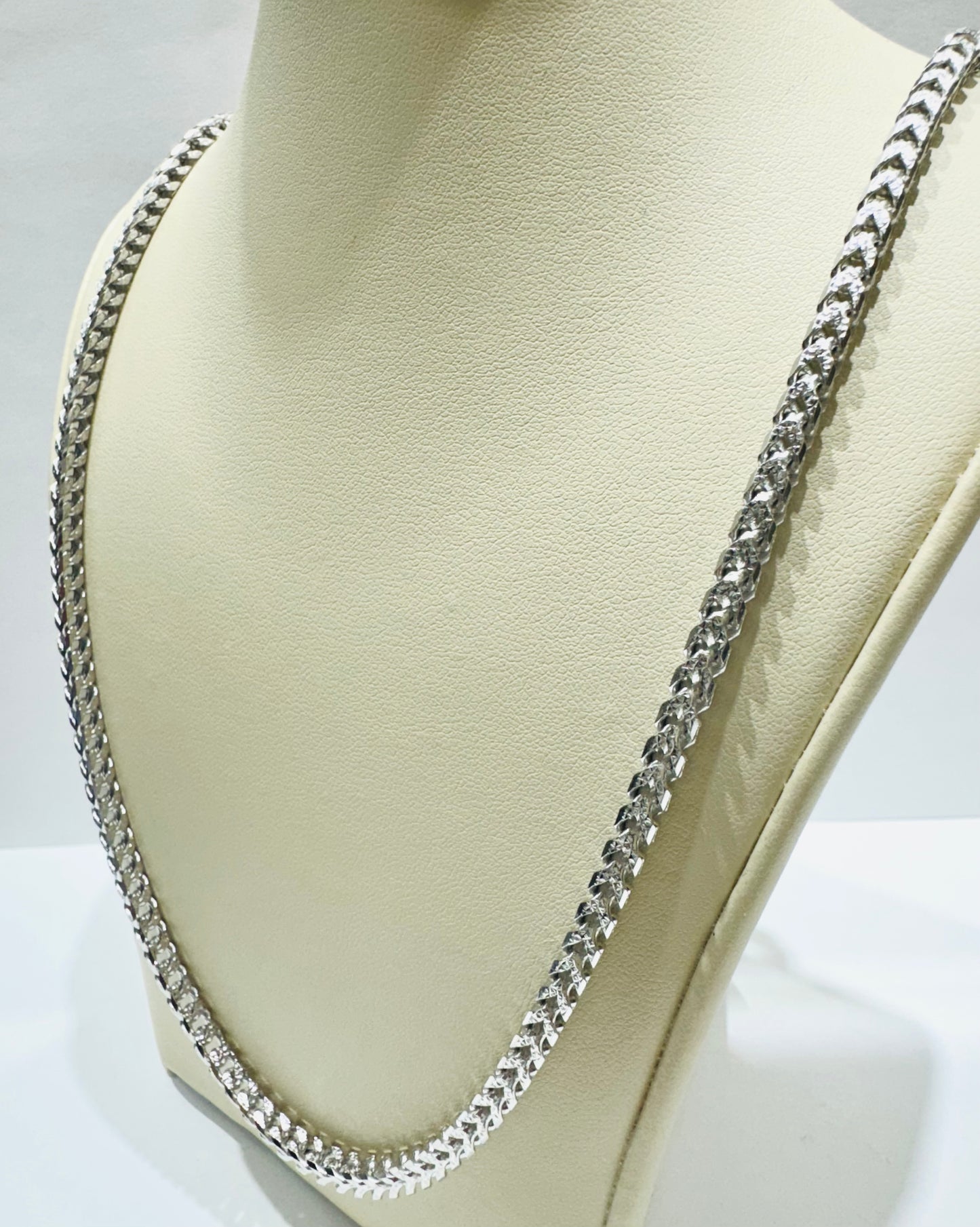SILVER ITALIAN FRANCO LINK NECKLACE 26 INCH, WEIGHT: 41.5gm, WIDTH: 3.65mm