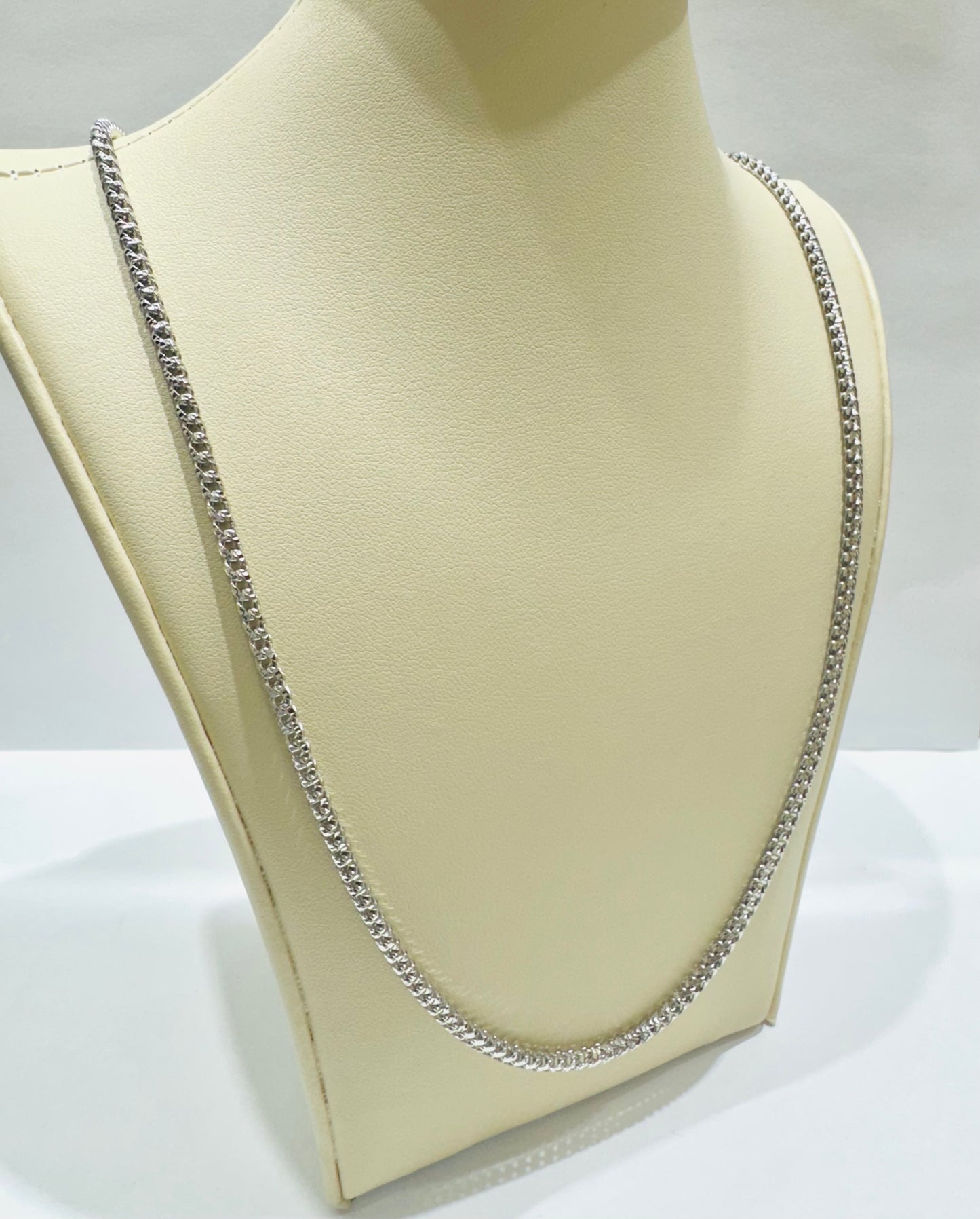 SILVER ITALIAN FRANCO LINK NECKLACE 26” INCH, WEIGHT: 18.7gm, WIDTH: 2.75mm