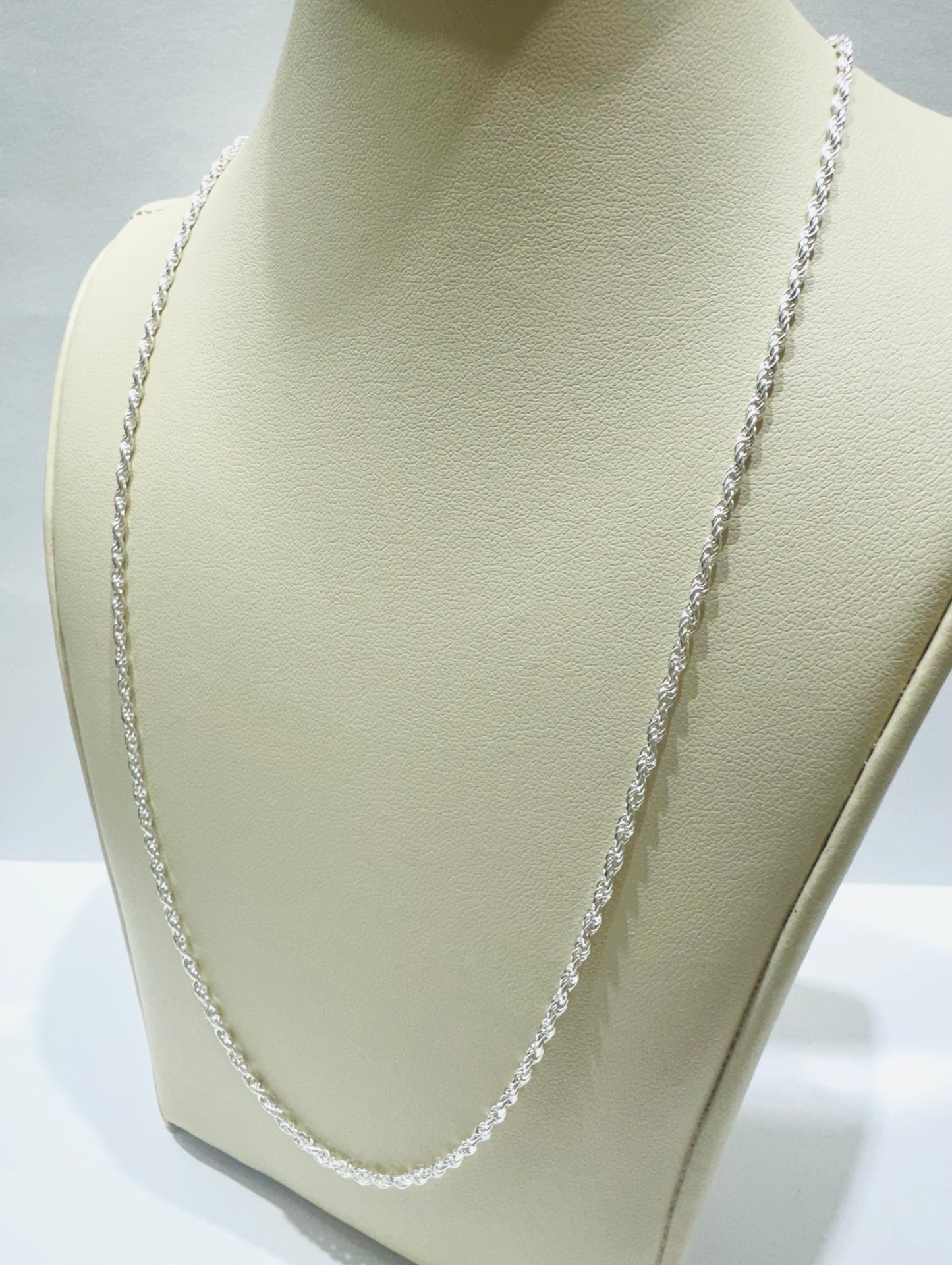 SILVER ITALIAN ROPE NECKLACE 20” WEIGHT: 4.8gm, WIDTH: 1.70mm