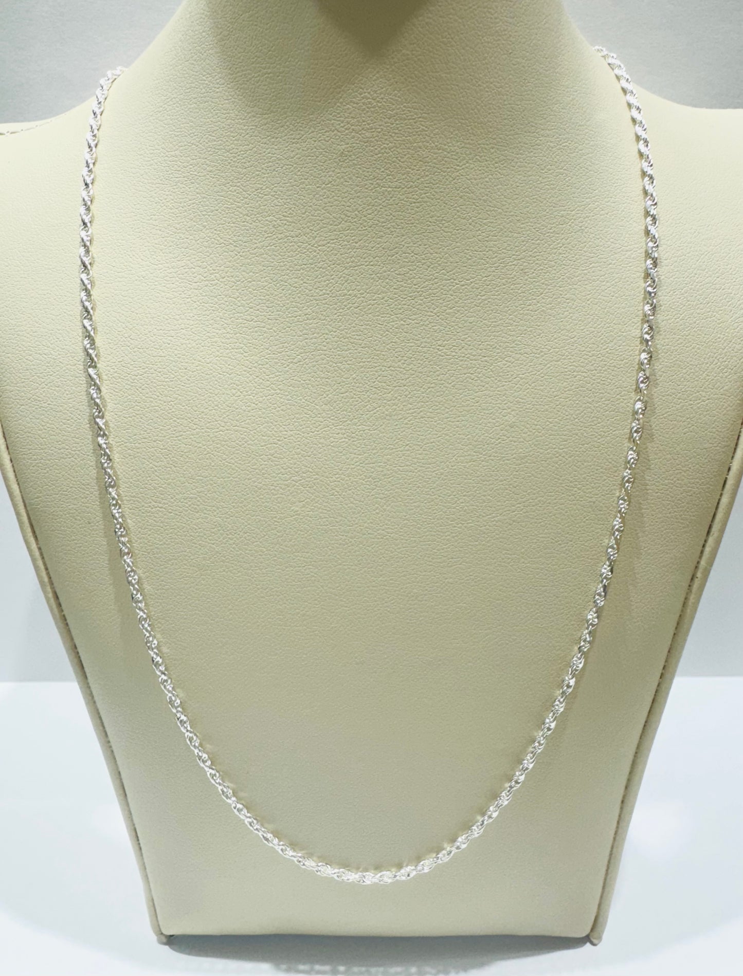 SILVER ITALIAN ROPE NECKLACE 20” WEIGHT: 4.8gm, WIDTH: 1.70mm