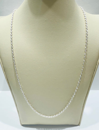 SILVER ITALIAN ROPE NECKLACE 20” WEIGHT: 4.8gm, WIDTH: 1.70mm