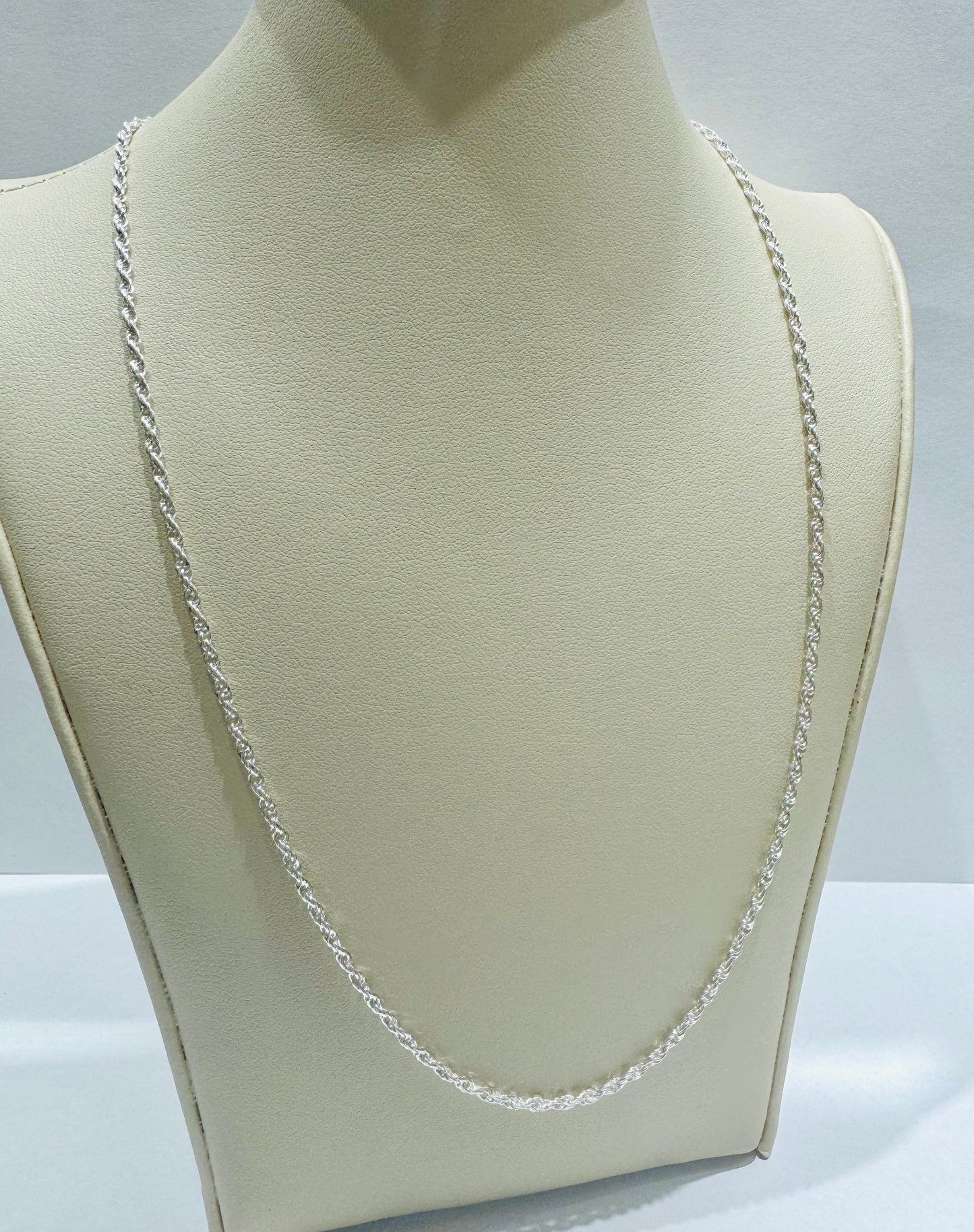 SILVER ITALIAN ROPE NECKLACE 20” WEIGHT: 4.8gm, WIDTH: 1.70mm