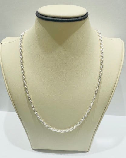 SILVER ITALIAN ROPE NECKLACE 18” WEIGHT: 9.7gm, WIDTH: 2.61mm