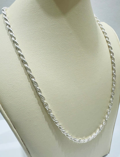 SILVER ITALIAN ROPE NECKLACE 18” WEIGHT: 9.7gm, WIDTH: 2.61mm