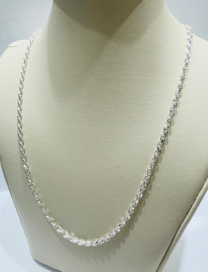 SILVER ITALIAN ROPE NECKLACE 18”, WEIGHT: 6.2gm, WIDTH: 2mm