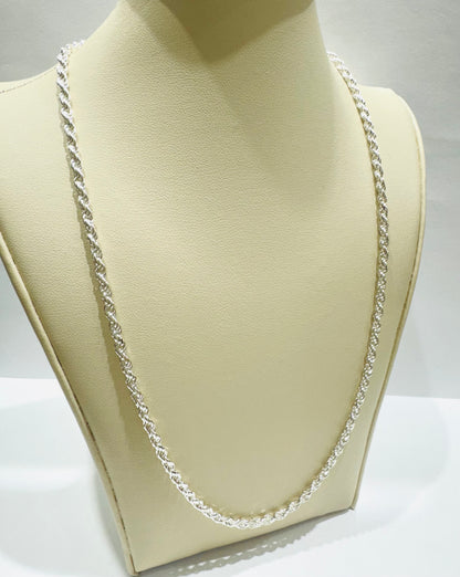SILVER ITALIAN ROPE NECKLACE 26”, WEIGHT: 15.2gm, WIDTH: 2.88mm