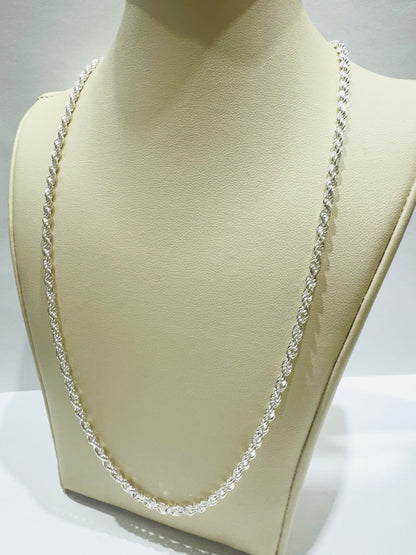 SILVER ITALIAN ROPE NECKLACE 26”, WEIGHT: 15.2gm, WIDTH: 2.88mm