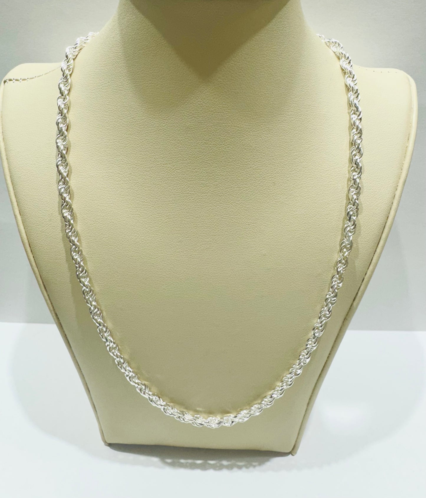 SILVER ITALIAN ROPE NECKLACE 24”, WEIGHT: 23.5gm, WIDTH: 3.83mm