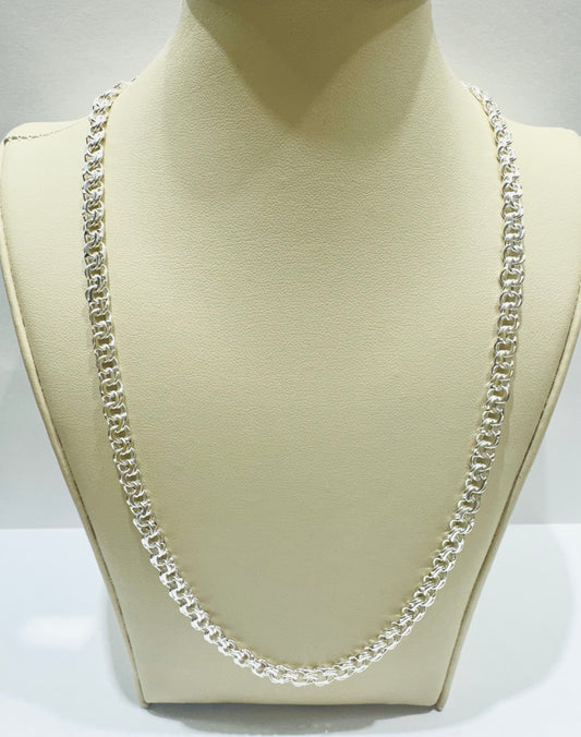 SILVER ITALIAN CHINO LINK NECKLACE 26”, WEIGHT: 24.2gm, WIDTH: 5.33mm