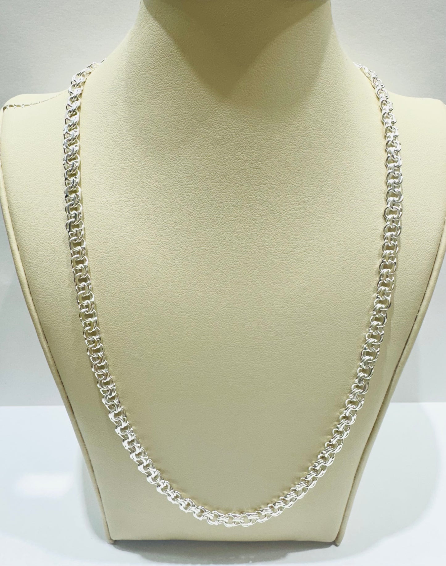 SILVER ITALIAN CHINO LINK NECKLACE 28”, WEIGHT: 25.3gm, WIDTH: 4.71mm
