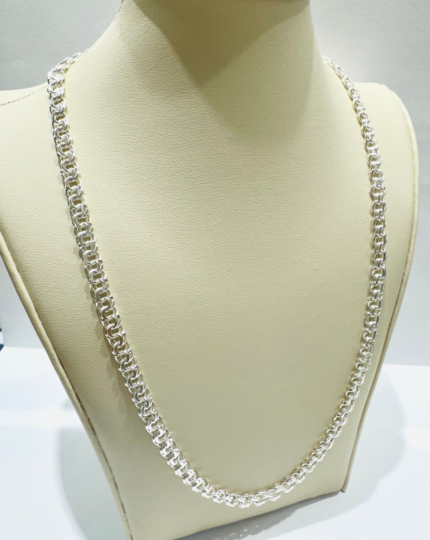 SILVER ITALIAN CHINO LINK NECKLACE 28”, WEIGHT: 25.3gm, WIDTH: 4.71mm