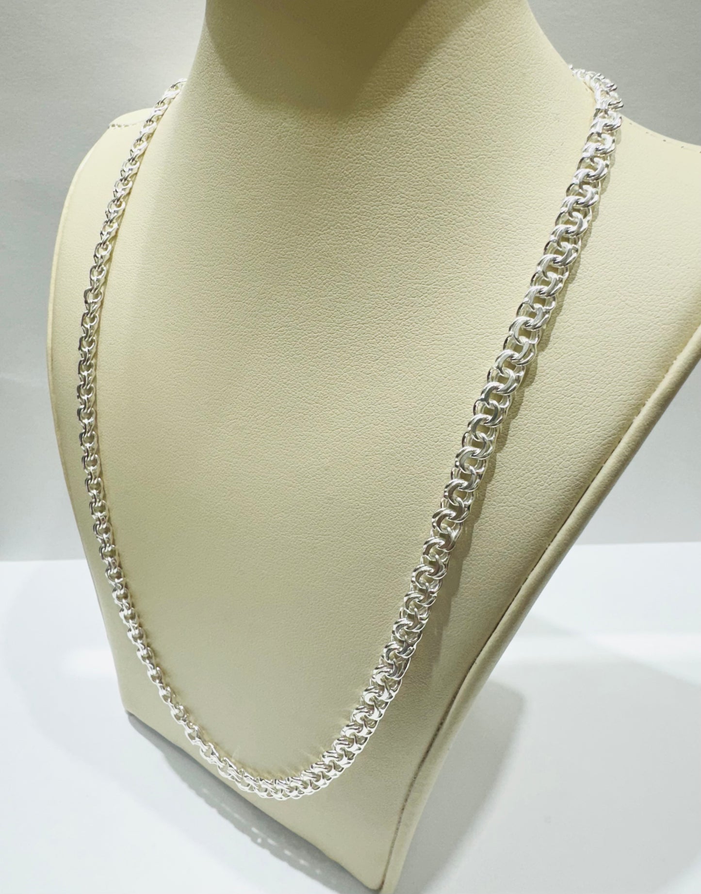 SILVER ITALIAN CHINO LINK NECKLACE 26”, WEIGHT: 24.2gm, WIDTH: 5.33mm
