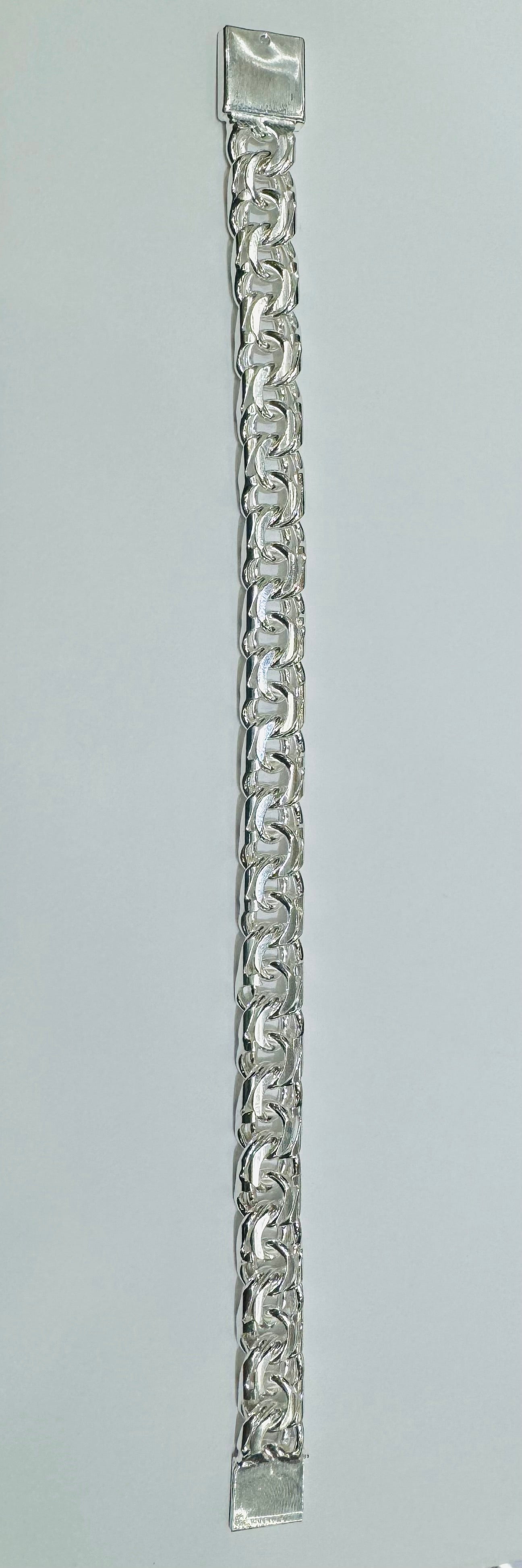 SILVER ITALIAN CHINO LINK BRACELET 7”, WEIGHT: 48gm, WIDTH: 10.8mm