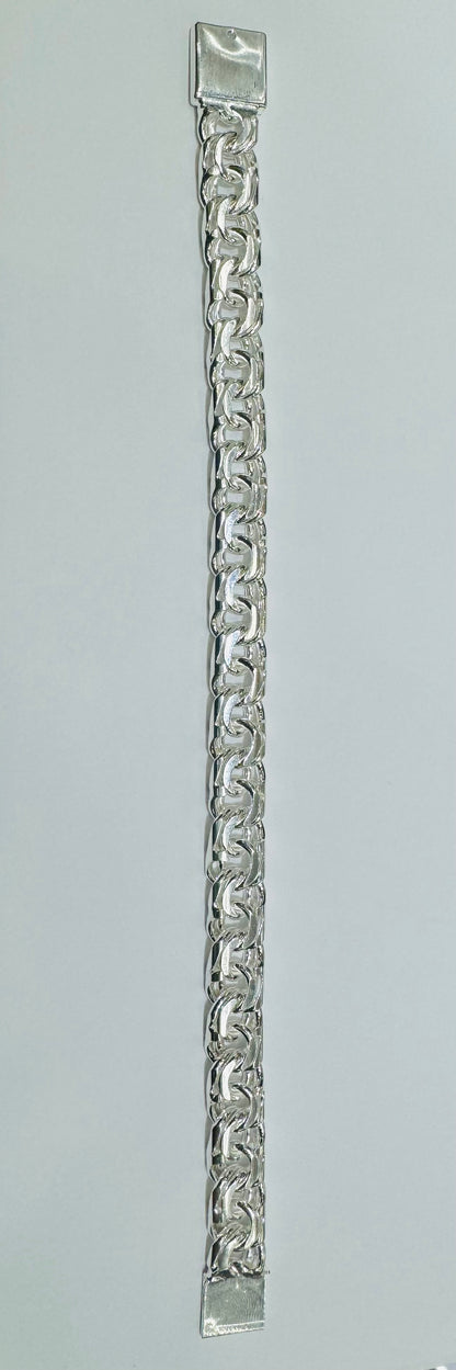 SILVER ITALIAN CHINO LINK BRACELET 7”, WEIGHT: 48gm, WIDTH: 10.8mm