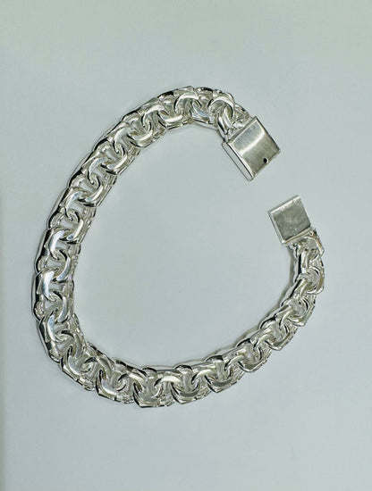 SILVER ITALIAN CHINO LINK BRACELET 7”, WEIGHT: 48gm, WIDTH: 10.8mm