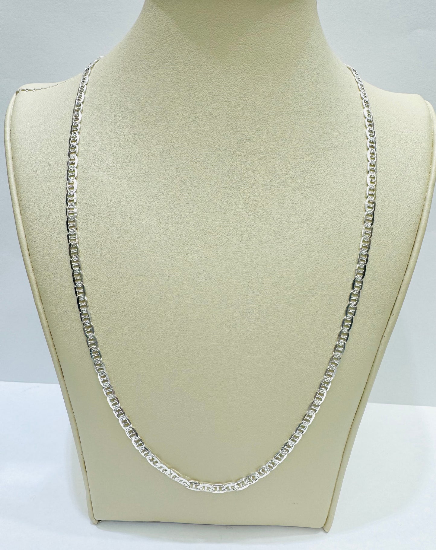 SILVER ITALIAN MARINER LINK NECKLACE 24”, WEIGHT: 7.8gm, WIDTH: 3.30mm