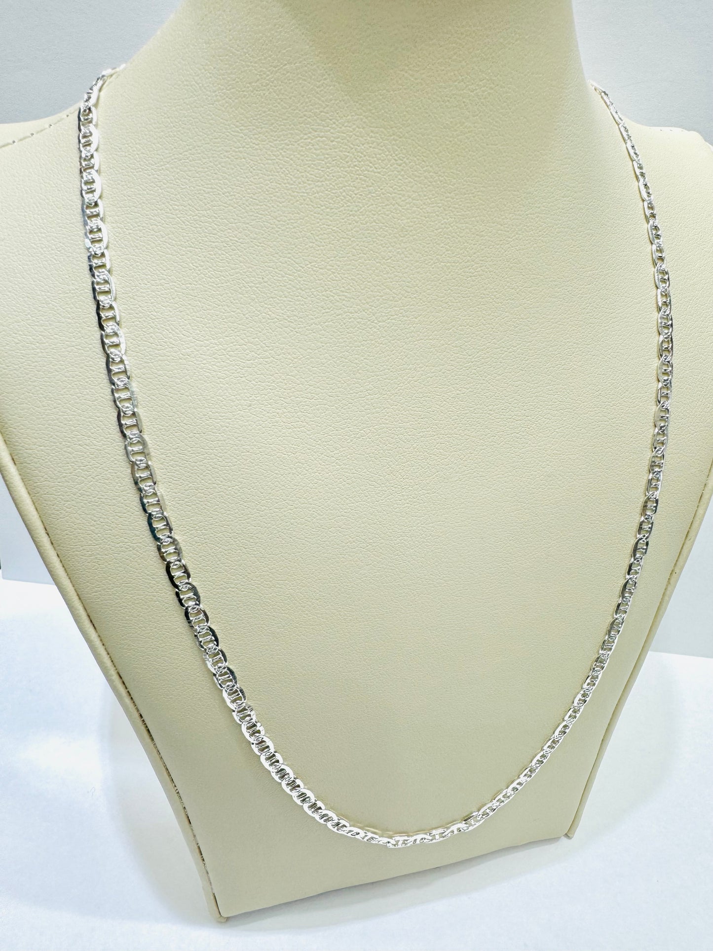 SILVER ITALIAN MARINER LINK NECKLACE 24”, WEIGHT: 7.8gm, WIDTH: 3.30mm