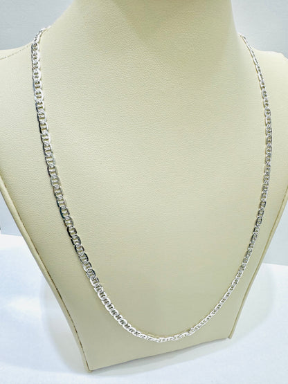 SILVER ITALIAN MARINER LINK NECKLACE 24”, WEIGHT: 7.8gm, WIDTH: 3.30mm