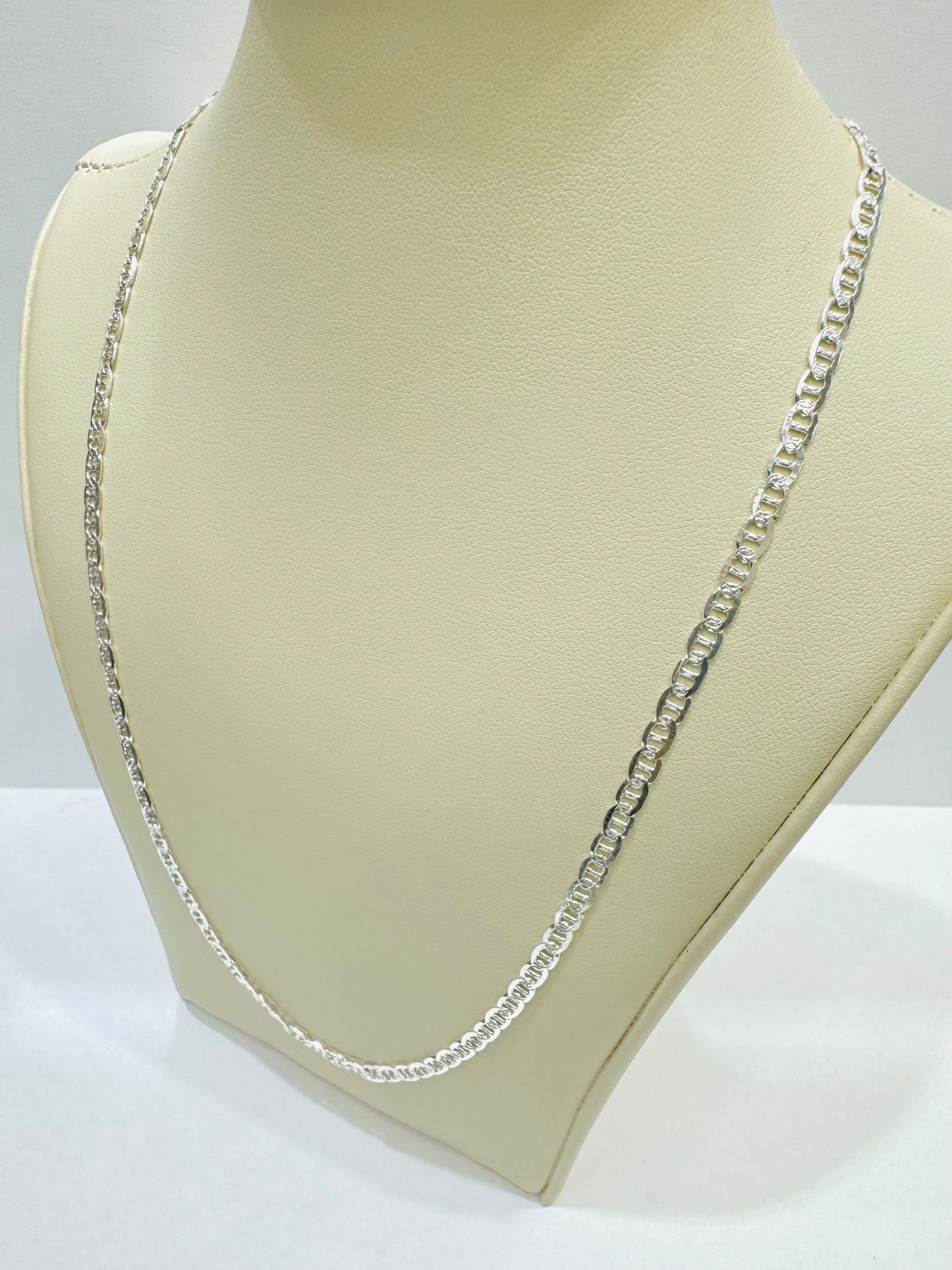 SILVER ITALIAN MARINER LINK NECKLACE 26”, WEIGHT: 8.7gm, WIDTH: 3.30mm