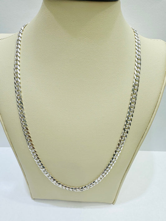 SILVER ITALIAN CUBAN LINK NECKLACE 22”, WEIGHT: 15.4gm, WIDTH: 4.61mm