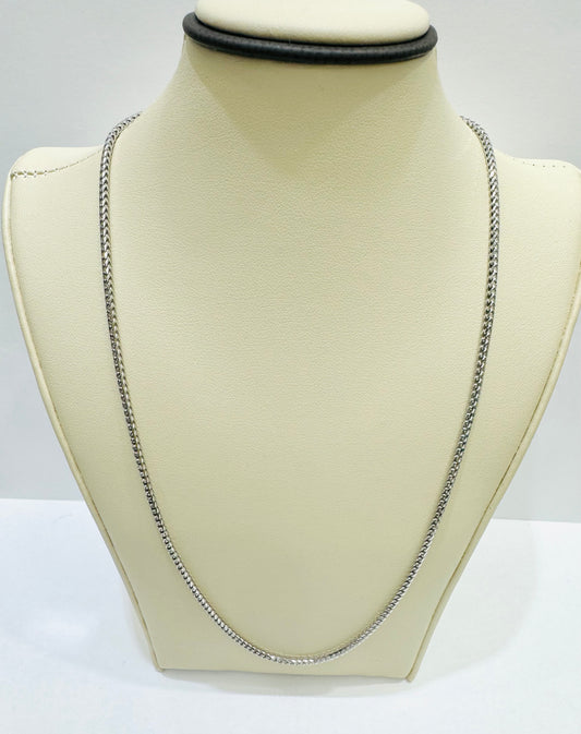 SILVER ITALIAN FRANCO LINK NECKLACE 24”, WEIGHT: 9.7gm, WIDTH: 1.74mm