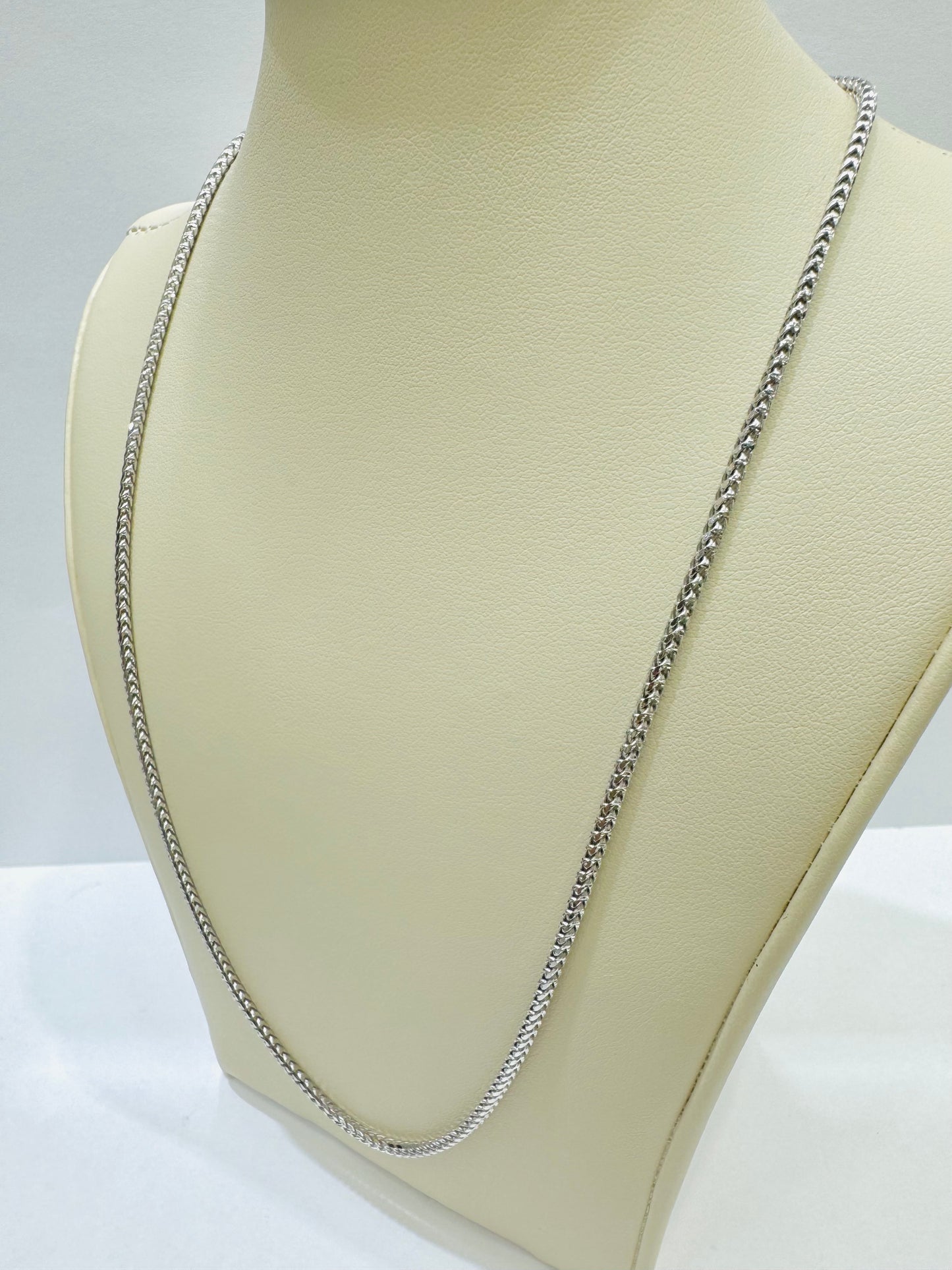 SILVER ITALIAN FRANCO LINK NECKLACE 24”, WEIGHT: 9.7gm, WIDTH: 1.74mm