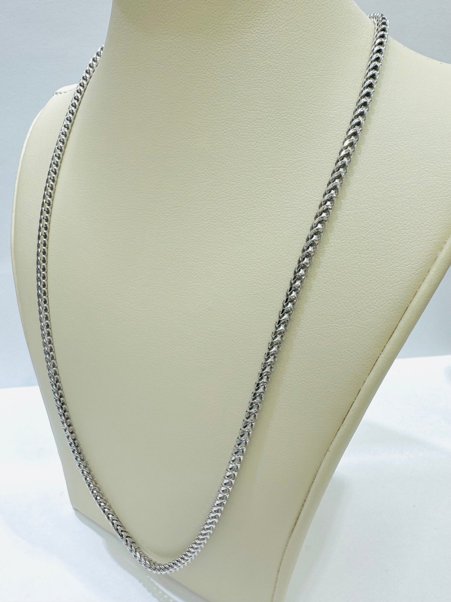SILVER ITALIAN FRANCO LINK NECKLACE 24”, WEIGHT: 17gm, WIDTH: 2.74mm