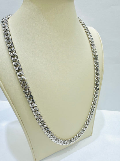 SILVER ITALIAN SOLID, DIAMOND CUT CUBAN LINK NECKLACE 24”, WEIGHT: 67gm, WIDTH: 6.86mm