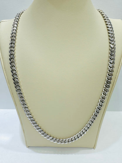 SILVER ITALIAN SOLID, DIAMOND CUT CUBAN LINK NECKLACE 26”, WEIGHT: 61.8gm, WIDTH: 5.93mm
