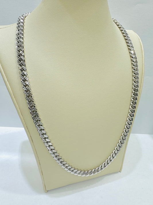 SILVER ITALIAN SOLID, DIAMOND CUT CUBAN LINK NECKLACE 26”, WEIGHT: 61.8gm, WIDTH: 5.93mm