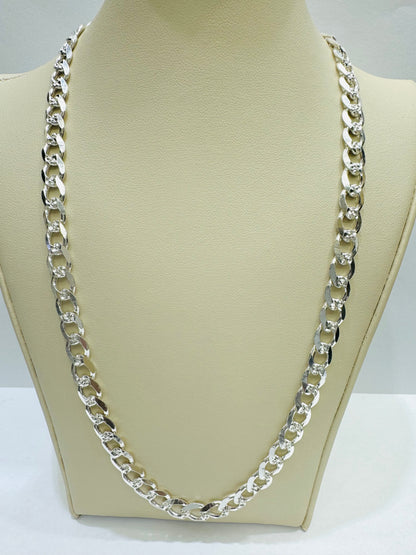 SILVER ITALIAN CUBAN LINK NECKLACE 28”, WEIGHT: 39.6gm, WIDTH: 7.27mm