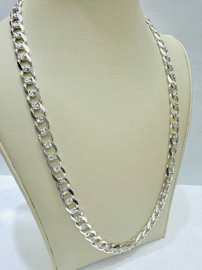 SILVER ITALIAN CUBAN LINK NECKLACE 28”, WEIGHT: 39.6gm, WIDTH: 7.27mm