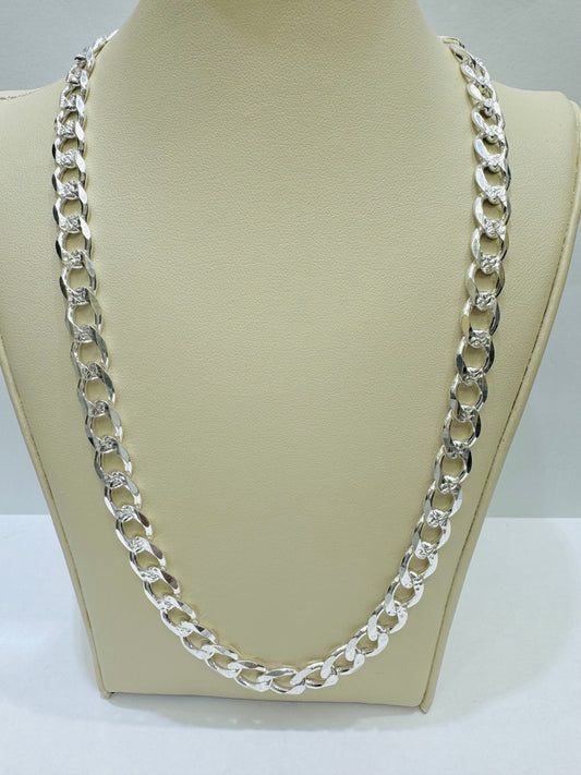 SILVER ITALIAN CUBAN LINK NECKLACE 28”, WEIGHT: 50gm, WIDTH: 8.27mm