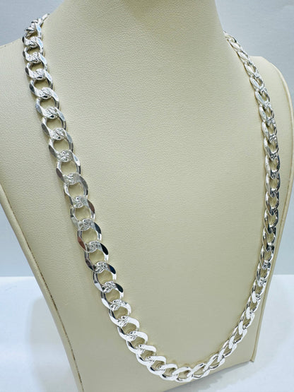 SILVER ITALIAN CUBAN LINK NECKLACE 28”, WEIGHT: 50gm, WIDTH: 8.27mm