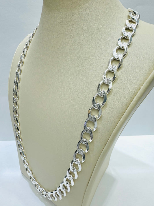 SILVER ITALIAN CUBAN LINK NECKLACE 32”, WEIGHT: 60.3gm, WIDTH: 8.27mm